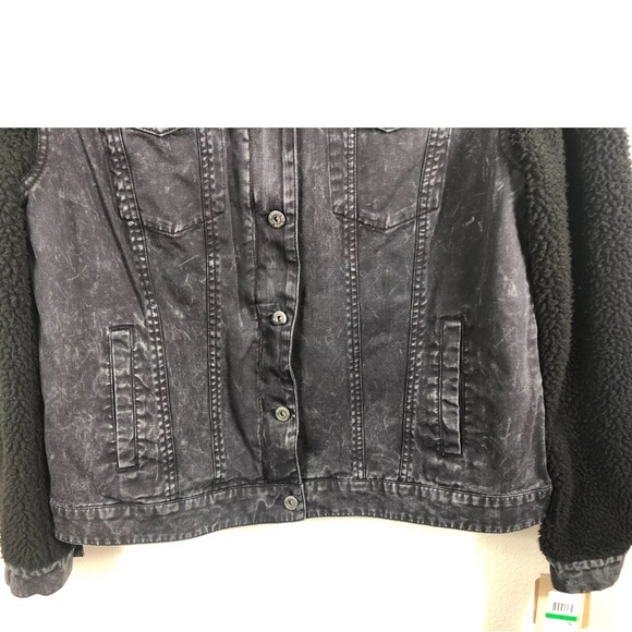 Levi’s Acid Washed Black Denim Trucker Jacket Lrg - Picture 5 of 12
